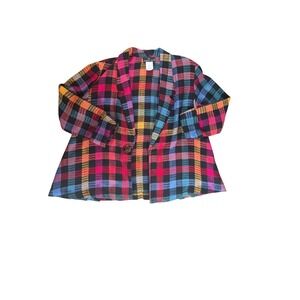 Carole Little Blazer Women 12 Colorful Plaid Vintage 80s Jacket